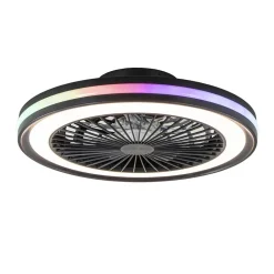 Hot Straluma Plafondventilator zwart inclusief dimbaar LED en kleur