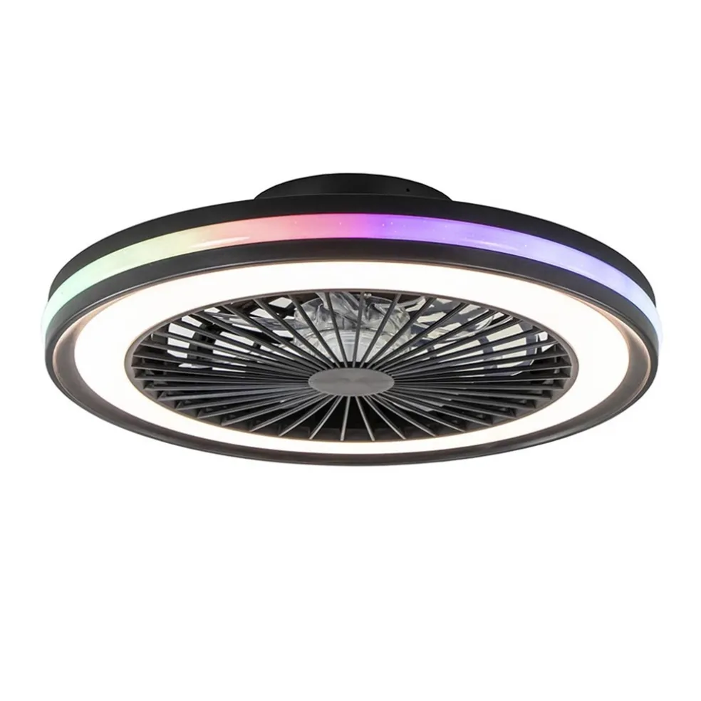 Hot Straluma Plafondventilator zwart inclusief dimbaar LED en kleur