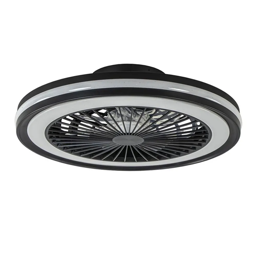 Hot Straluma Plafondventilator zwart inclusief dimbaar LED en kleur