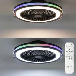 Hot Straluma Plafondventilator zwart inclusief dimbaar LED en kleur