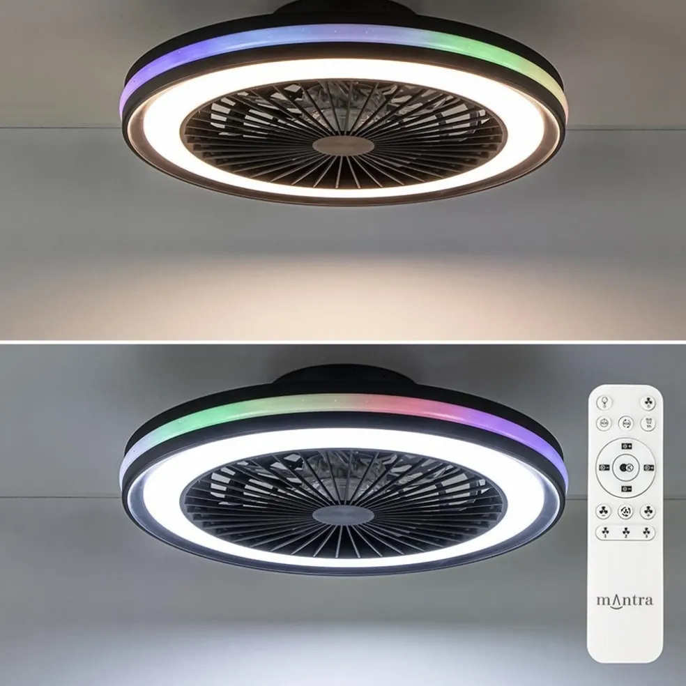 Hot Straluma Plafondventilator zwart inclusief dimbaar LED en kleur