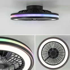 Hot Straluma Plafondventilator zwart inclusief dimbaar LED en kleur