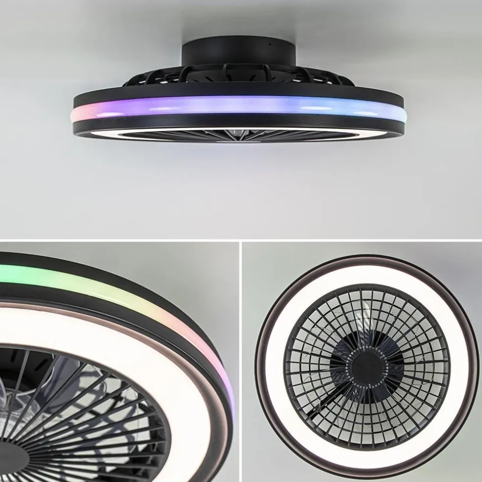 Hot Straluma Plafondventilator zwart inclusief dimbaar LED en kleur