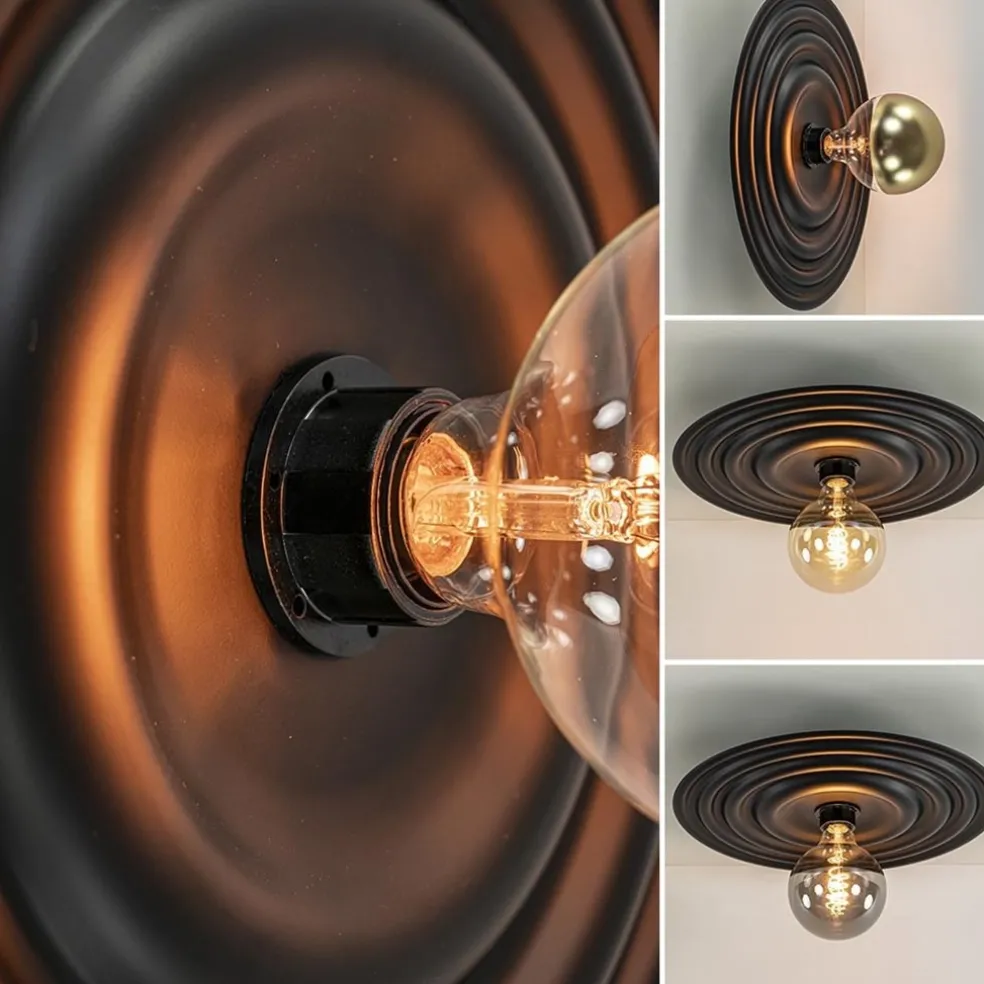 Outlet Straluma Plafond/wandlamp Saturn 42cm zwart