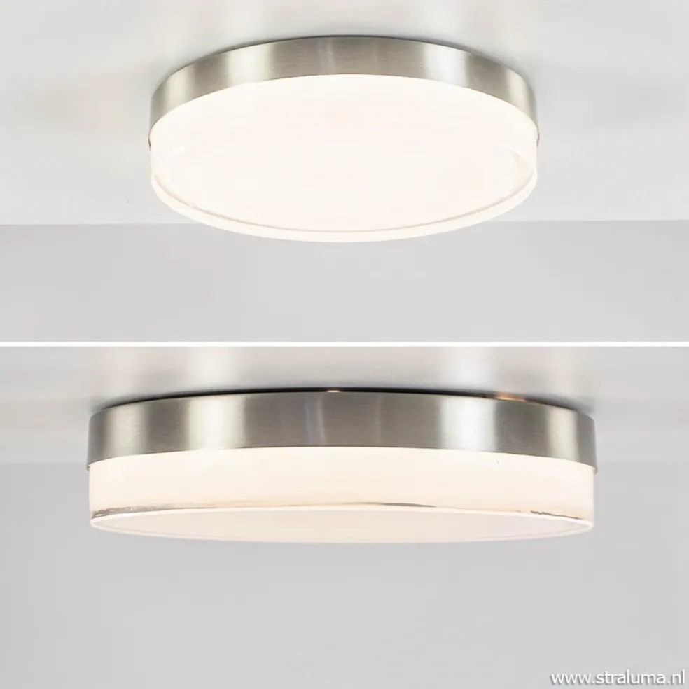 New Straluma **Plafonniere nikkel opaal IP44 3-step d
