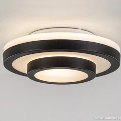 Outlet Straluma Plafonnière Master zwart+opaal glas IP44