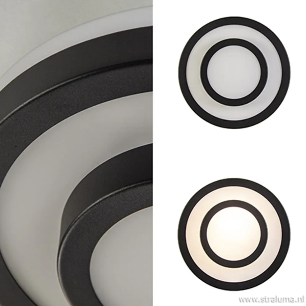 Outlet Straluma Plafonnière Master zwart+opaal glas IP44