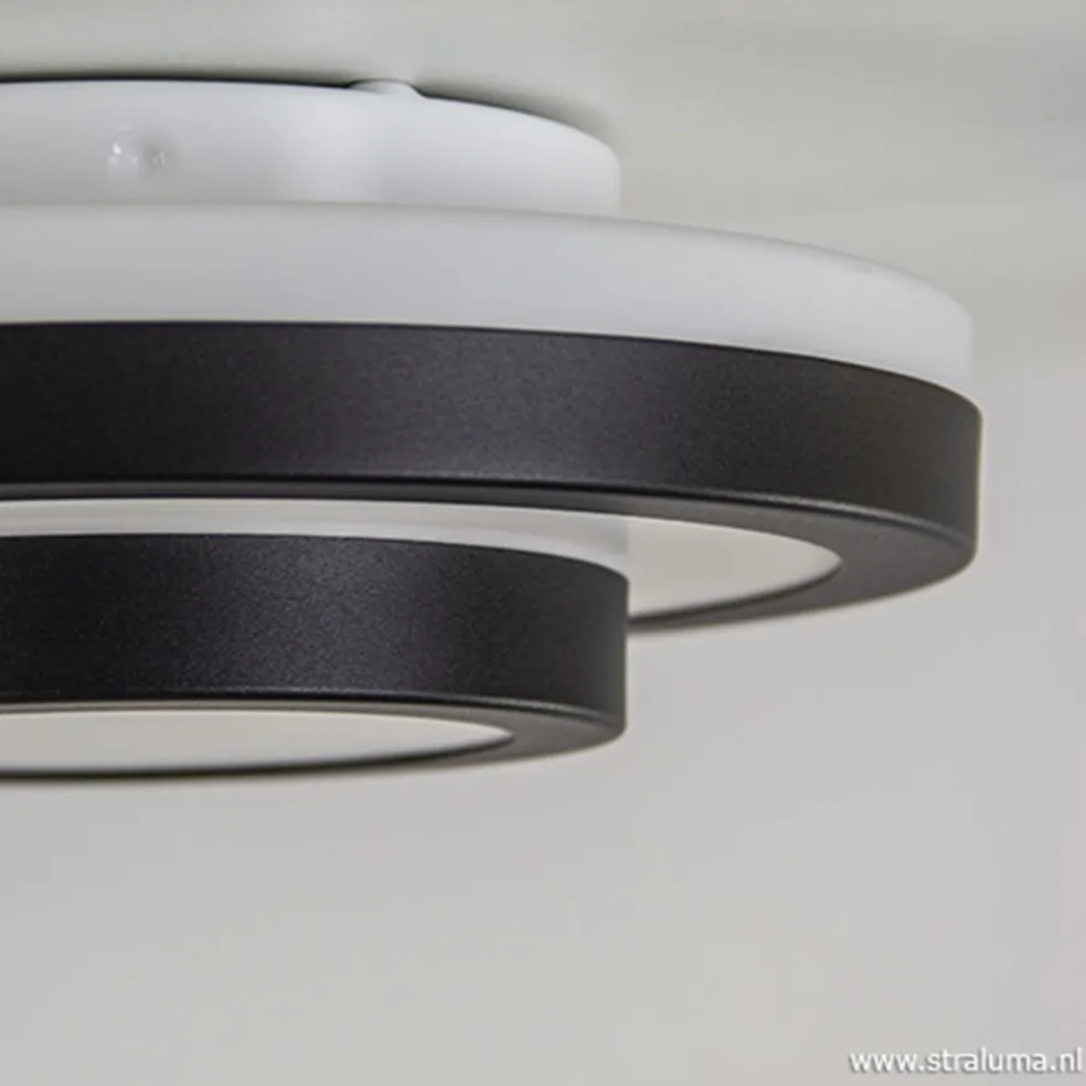 Outlet Straluma Plafonnière Master zwart+opaal glas IP44