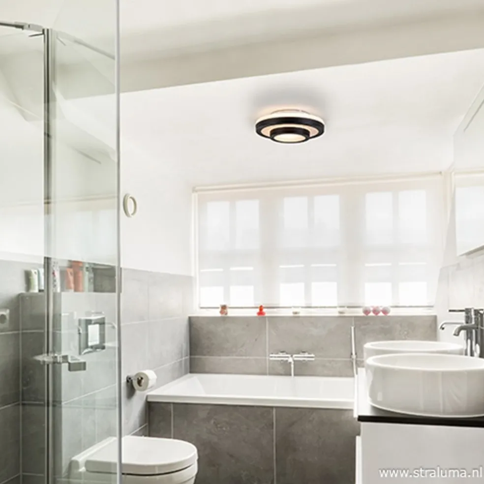 Outlet Straluma Plafonnière Master zwart+opaal glas IP44