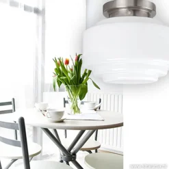 Discount Straluma Plafonnière retro opaal glas/staal