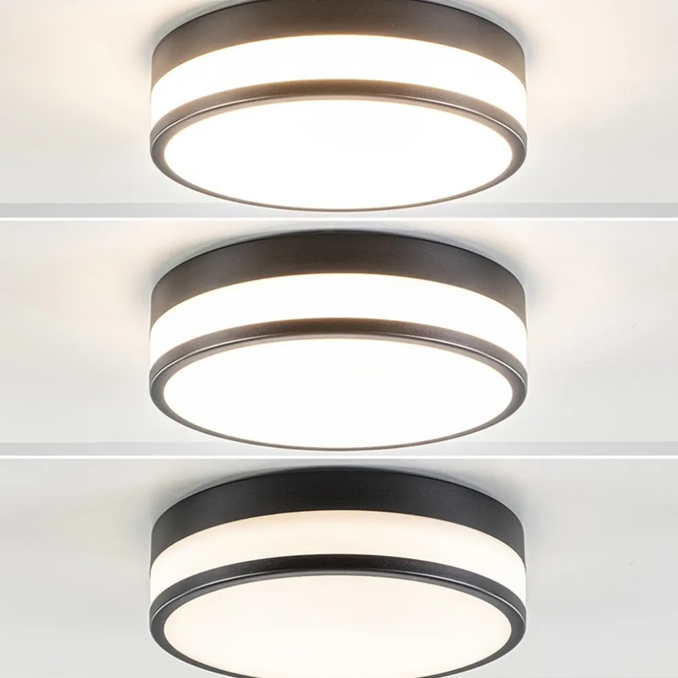 Online Straluma Plafonnière zwart/opaal glas 3-step dim IP44