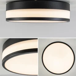 Online Straluma Plafonnière zwart/opaal glas 3-step dim IP44