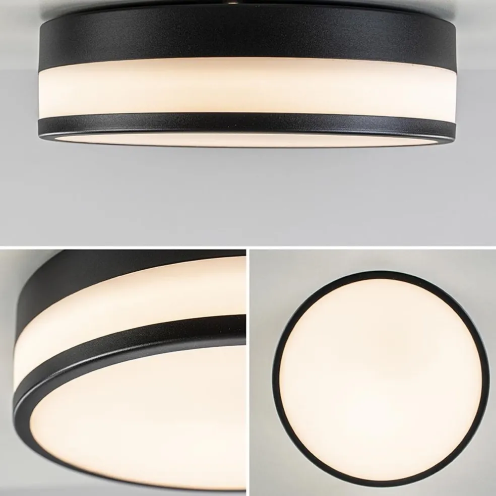 Online Straluma Plafonnière zwart/opaal glas 3-step dim IP44