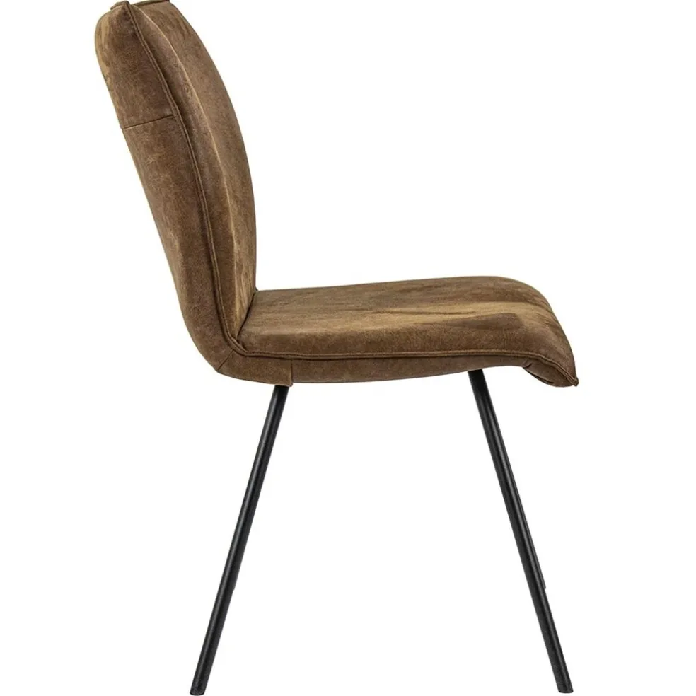 Flash Sale Straluma PU lederen eetkamerstoel camel met smalle zwarte pootjes