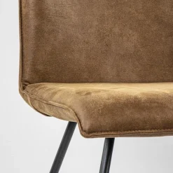 Flash Sale Straluma PU lederen eetkamerstoel camel met smalle zwarte pootjes