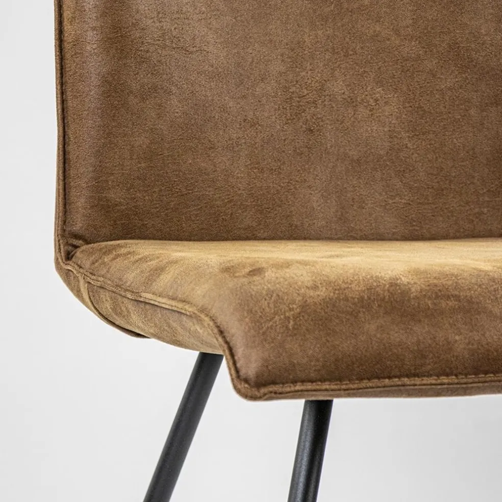 Flash Sale Straluma PU lederen eetkamerstoel camel met smalle zwarte pootjes