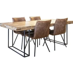 Flash Sale Straluma PU lederen eetkamerstoel camel met smalle zwarte pootjes