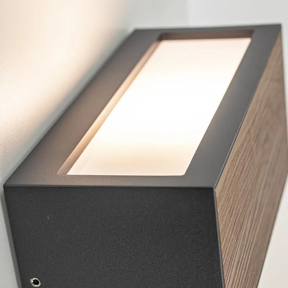 Cheap Straluma Rechthoekige buitenlamp donker grijs/hout