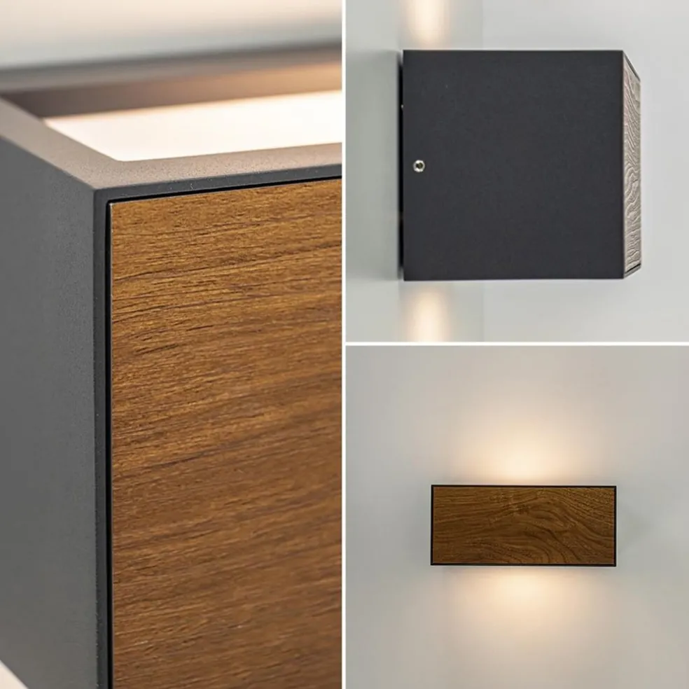 Cheap Straluma Rechthoekige buitenlamp donker grijs/hout