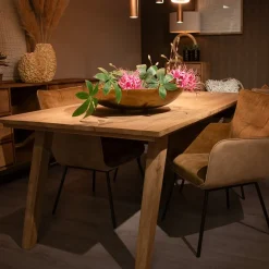 Outlet Straluma Rechthoekige eettafel gebleekt en geborsteld mangohout 220x100 cm