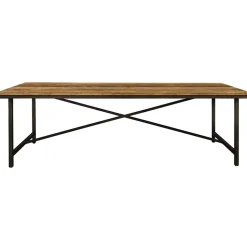 Online Straluma Rechthoekige eettafel oud teak hout met zwart metalen poot