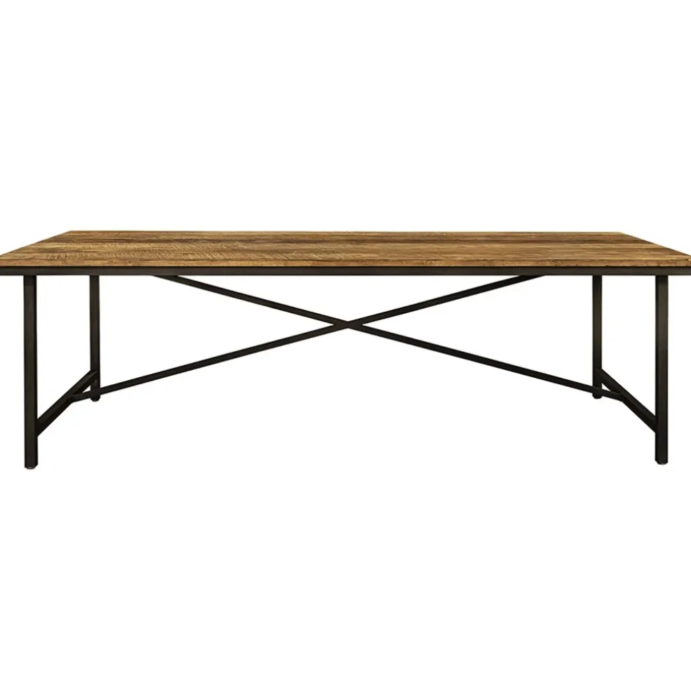 Online Straluma Rechthoekige eettafel oud teak hout met zwart metalen poot
