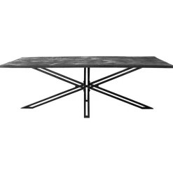 New Straluma Rechthoekige eettafel zwart mangohout met kruispoot 220 cm