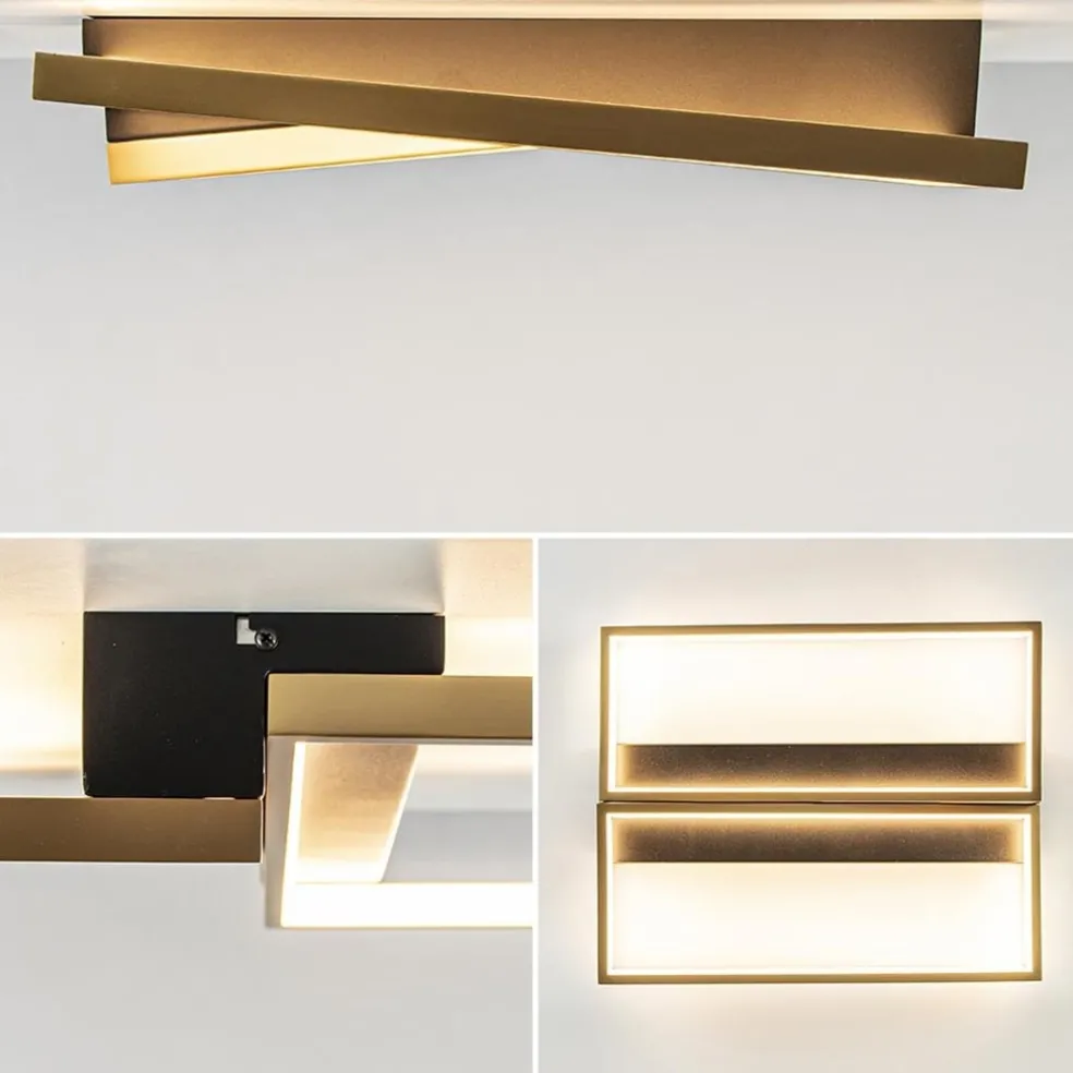 Online Straluma Rechthoekige LED plafondlamp zwart goud design