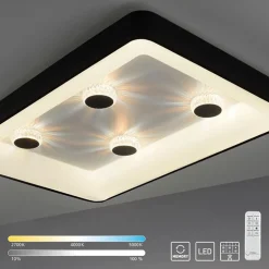 Online Straluma Rechthoekige LED plafondlamp zwart met kristaleffect