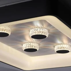 Online Straluma Rechthoekige LED plafondlamp zwart met kristaleffect