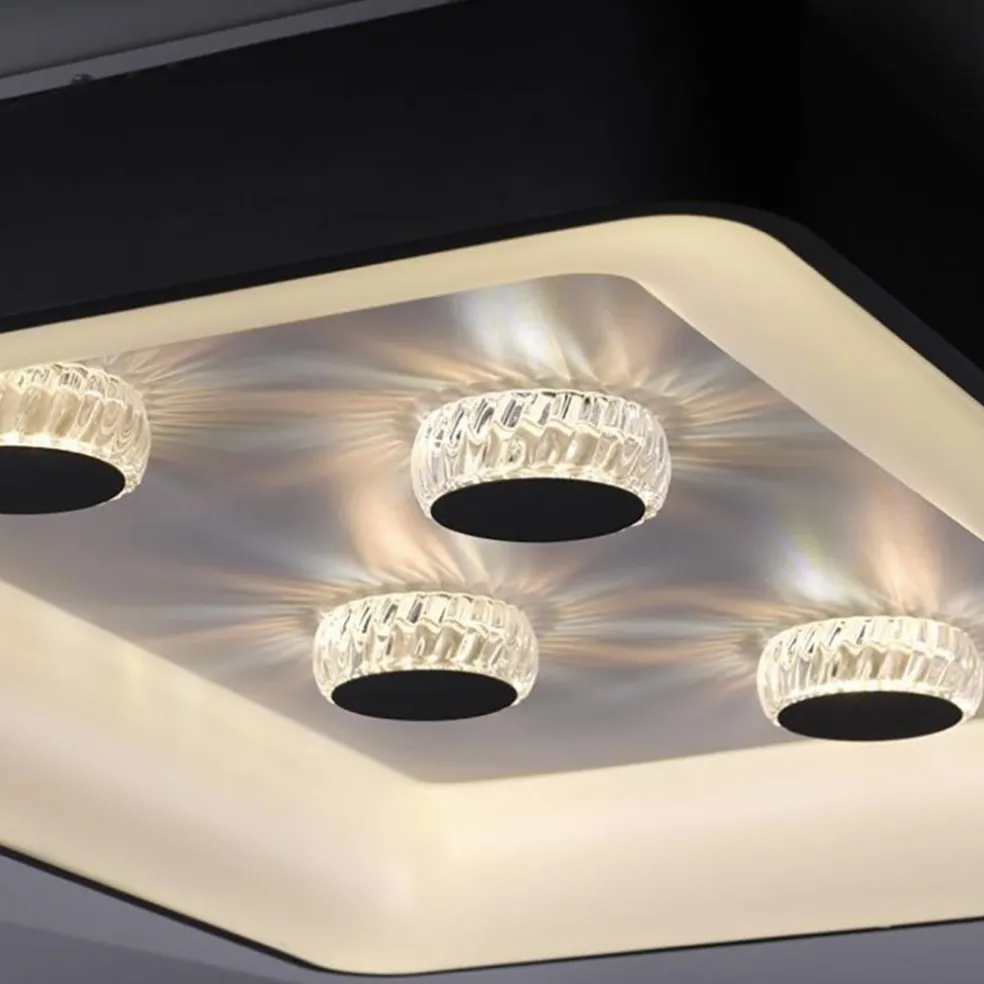 Online Straluma Rechthoekige LED plafondlamp zwart met kristaleffect