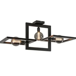 Outlet Straluma Rechthoekige plafondlamp triple square mat zwart