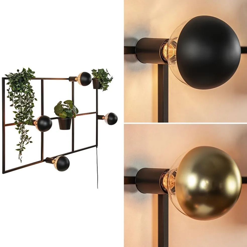 Flash Sale Straluma Rechthoekige wandlamp zwart frame met plantenpotten