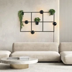 Flash Sale Straluma Rechthoekige wandlamp zwart frame met plantenpotten