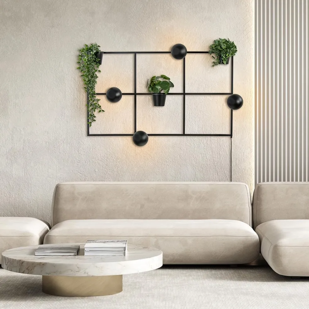 Flash Sale Straluma Rechthoekige wandlamp zwart frame met plantenpotten