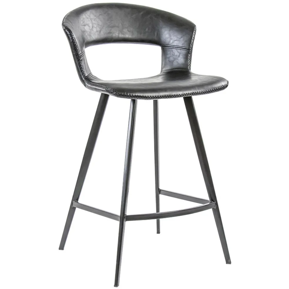Outlet Straluma Retro barkruk zwart met imitatieleer