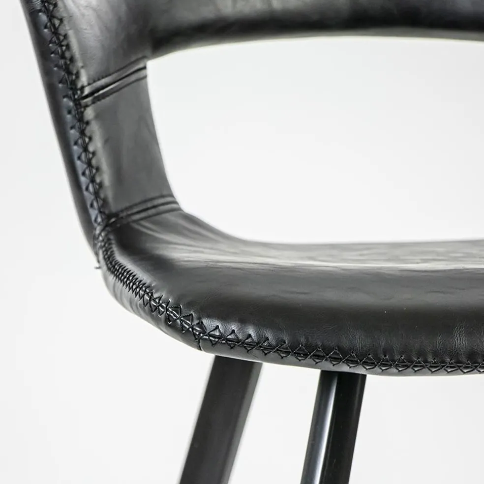 Outlet Straluma Retro barkruk zwart met imitatieleer