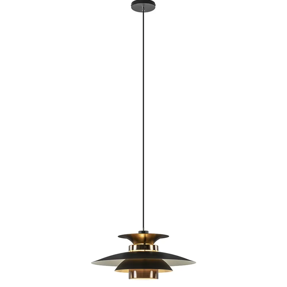 Outlet Straluma Retro hanglamp zwart met koper 50 cm