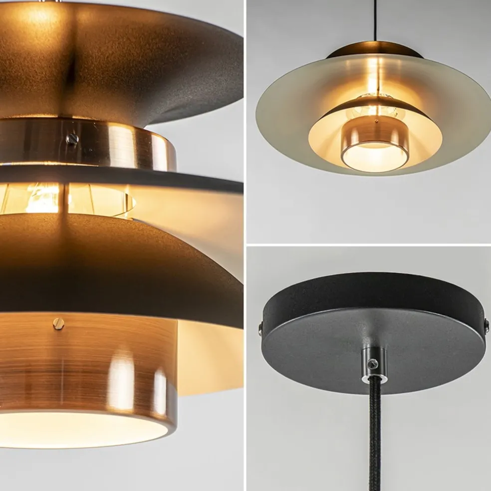 Outlet Straluma Retro hanglamp zwart met koper 50 cm