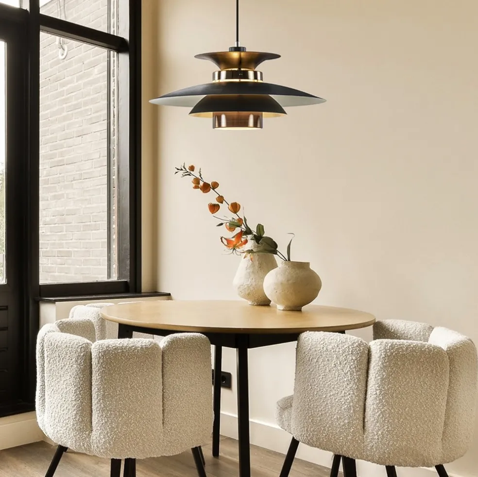 Outlet Straluma Retro hanglamp zwart met koper 50 cm