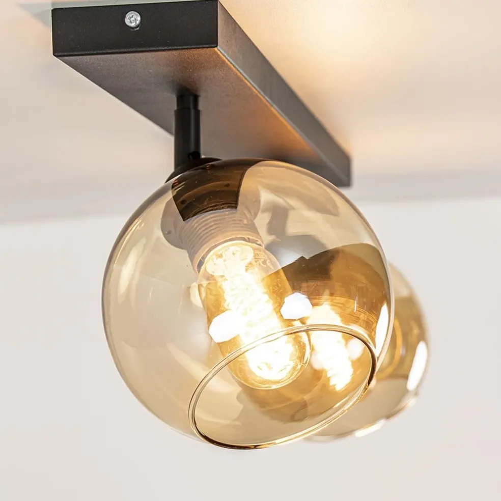 New Straluma Retro plafondlamp zwart met amber glas verstelbaar