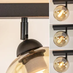New Straluma Retro plafondlamp zwart met amber glas verstelbaar