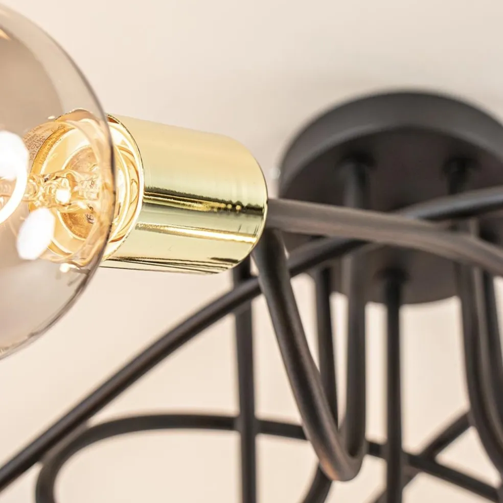 Best Straluma Retro plafondlamp zwart met gouden pendels