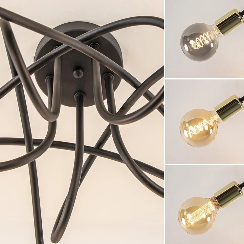 Best Straluma Retro plafondlamp zwart met gouden pendels