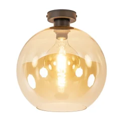 Cheap Straluma Retro plafondlamp zwart met amber glazen bol