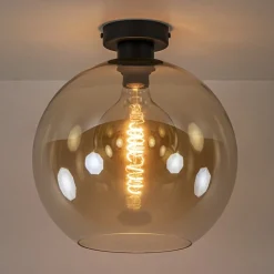 Cheap Straluma Retro plafondlamp zwart met amber glazen bol
