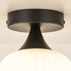Clearance Straluma Retro plafondlamp zwart met wit glas