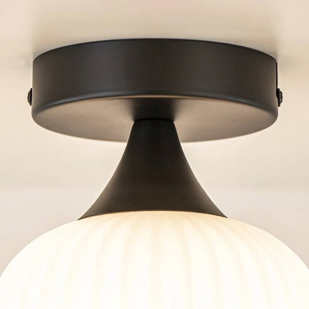 Clearance Straluma Retro plafondlamp zwart met wit glas