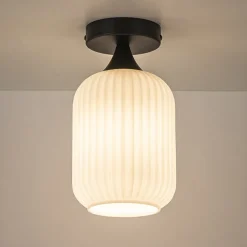 Clearance Straluma Retro plafondlamp zwart met wit glas