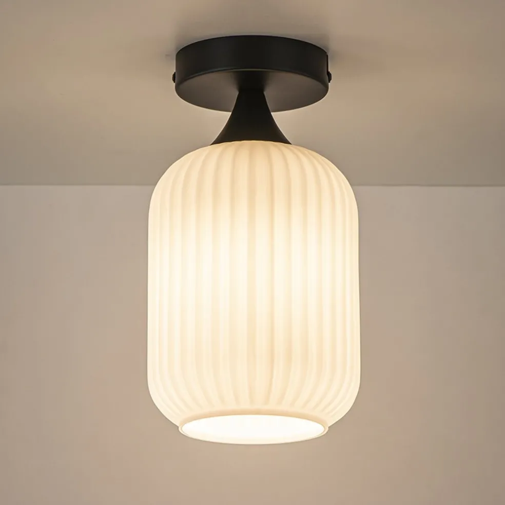 Clearance Straluma Retro plafondlamp zwart met wit glas